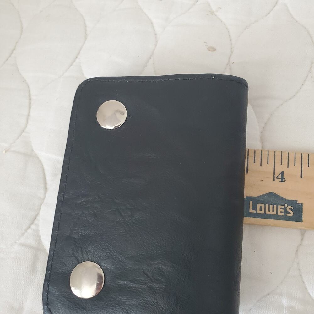 Unbranded Chain Wallet Men's Black & Silver Faux Leather Two Snaps Rocker Biker - Picture 7 of 9